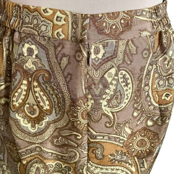 Jeremy Spencer Vintage 100% Silk Tan Gold Paisley 2-Piece Blazer/Skirt Set Sz 10 - Picture 8 of 11